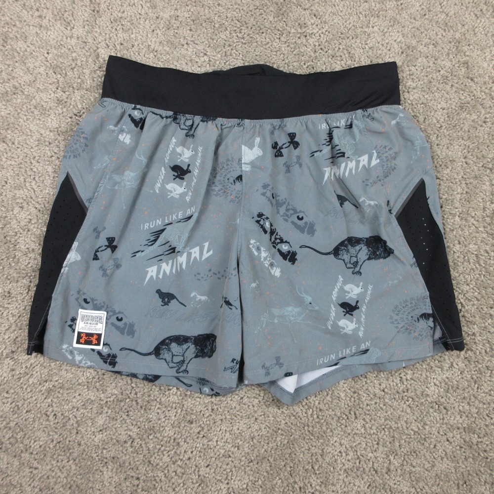 Under Armour Shorts Mens Large Gray UA Run Like A Speed Pocket Lined Athletic 5"